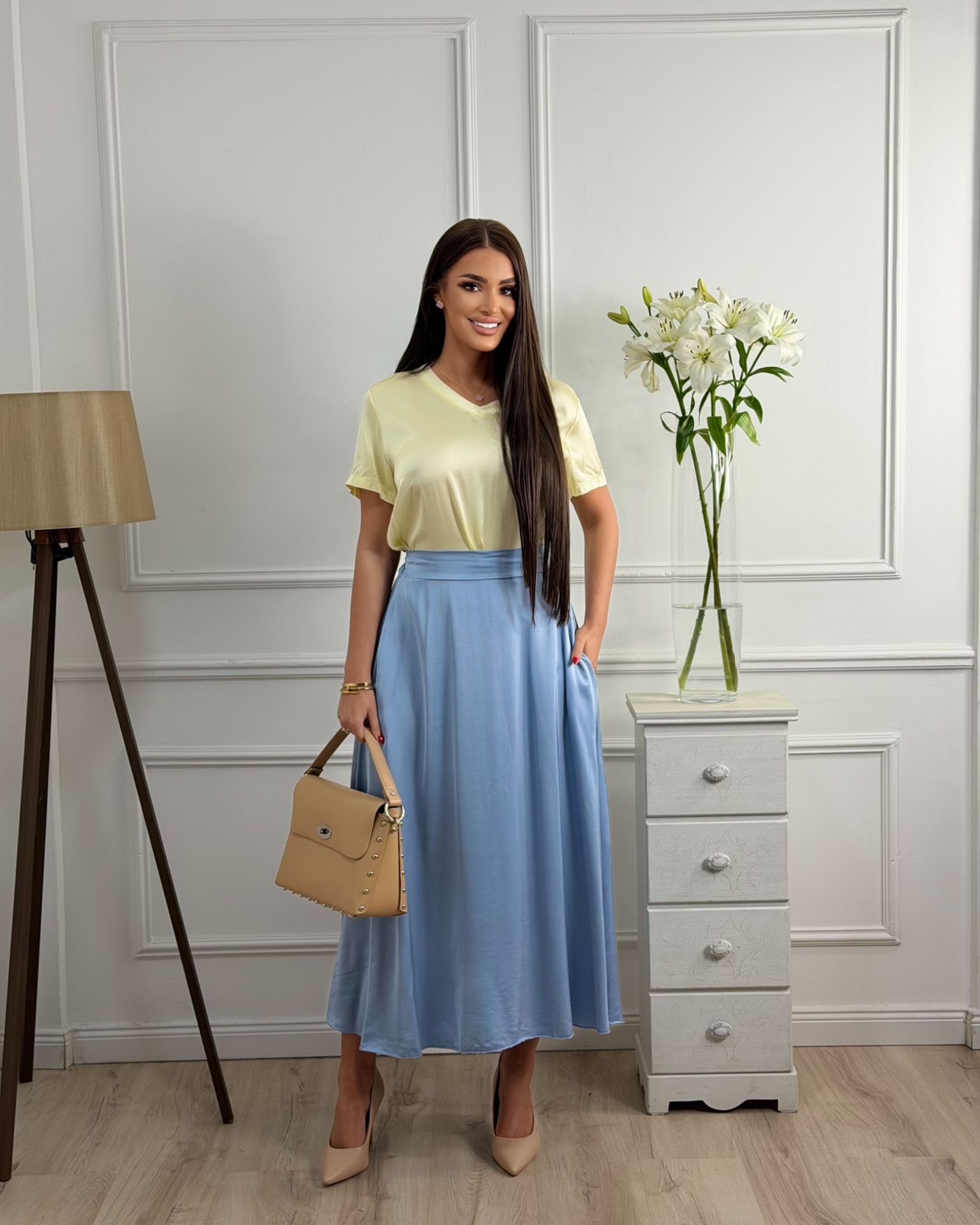 Suknja / Blue Satin Elegance