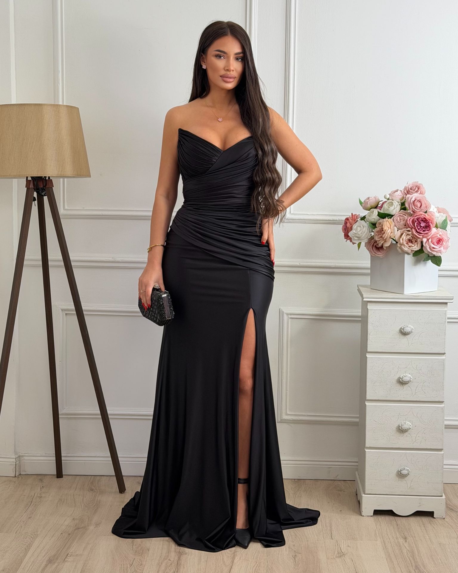 Haljina / Black Satin Elegance