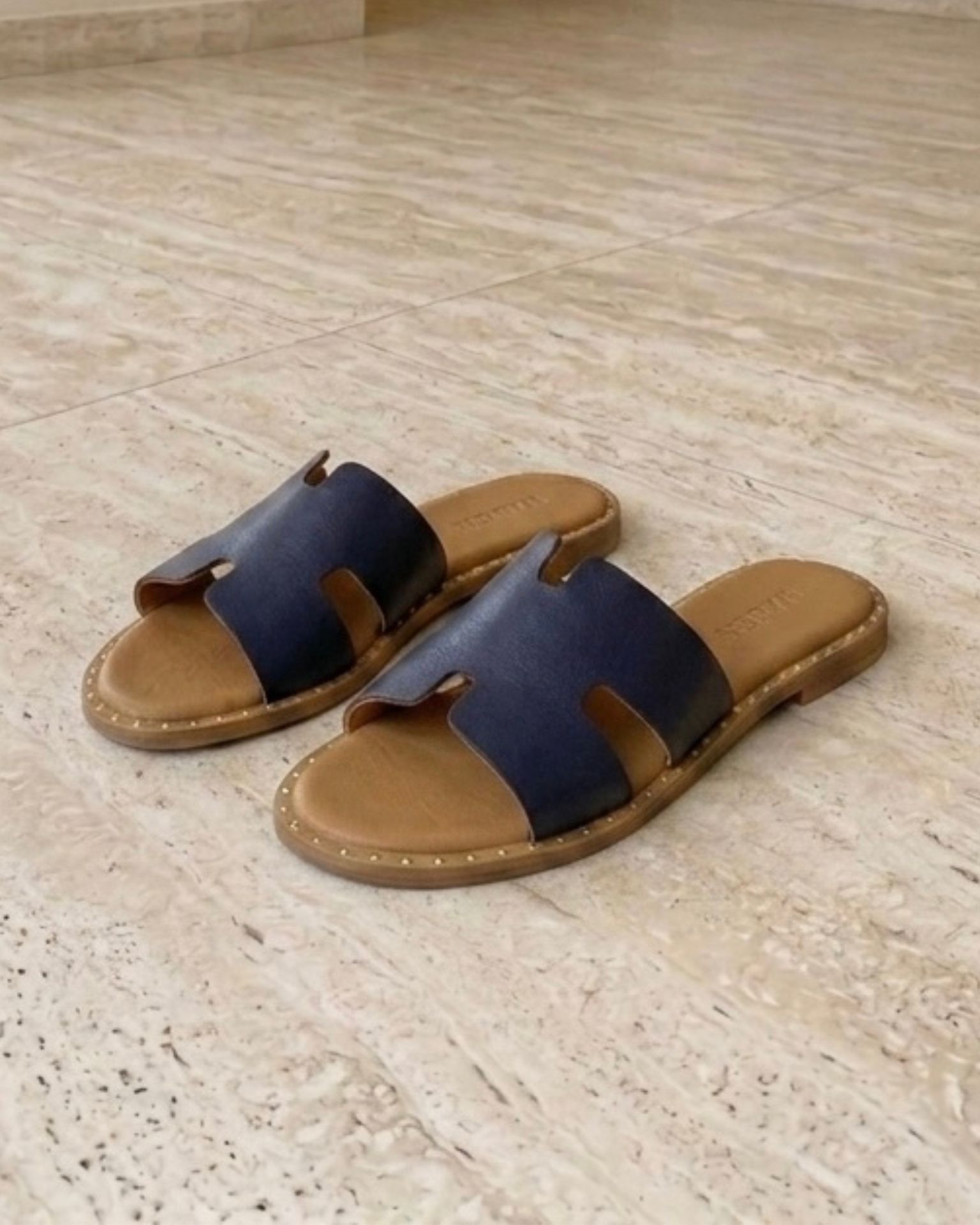 Navy Comfort kožne papuče