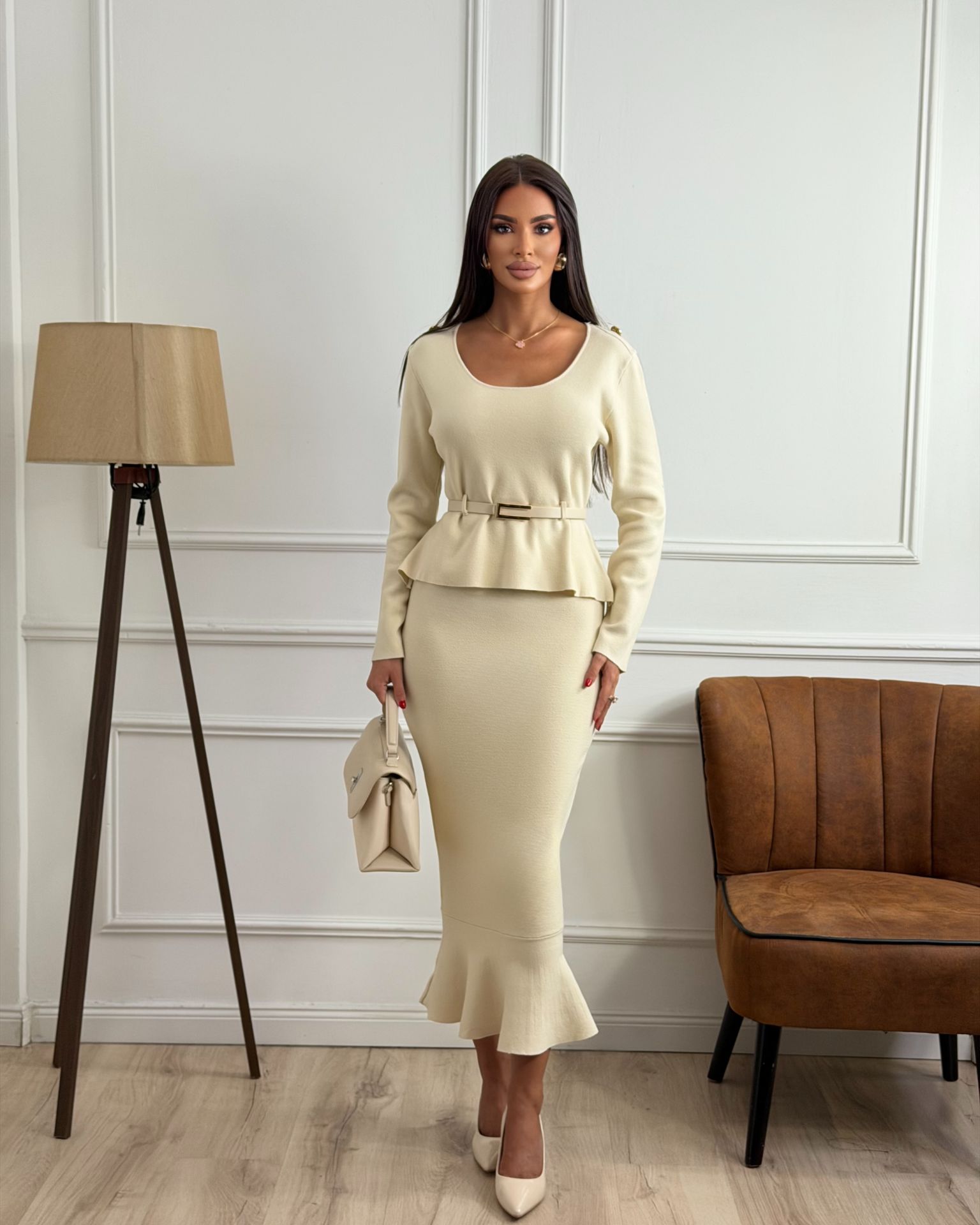 Beige Knit Charm komplet