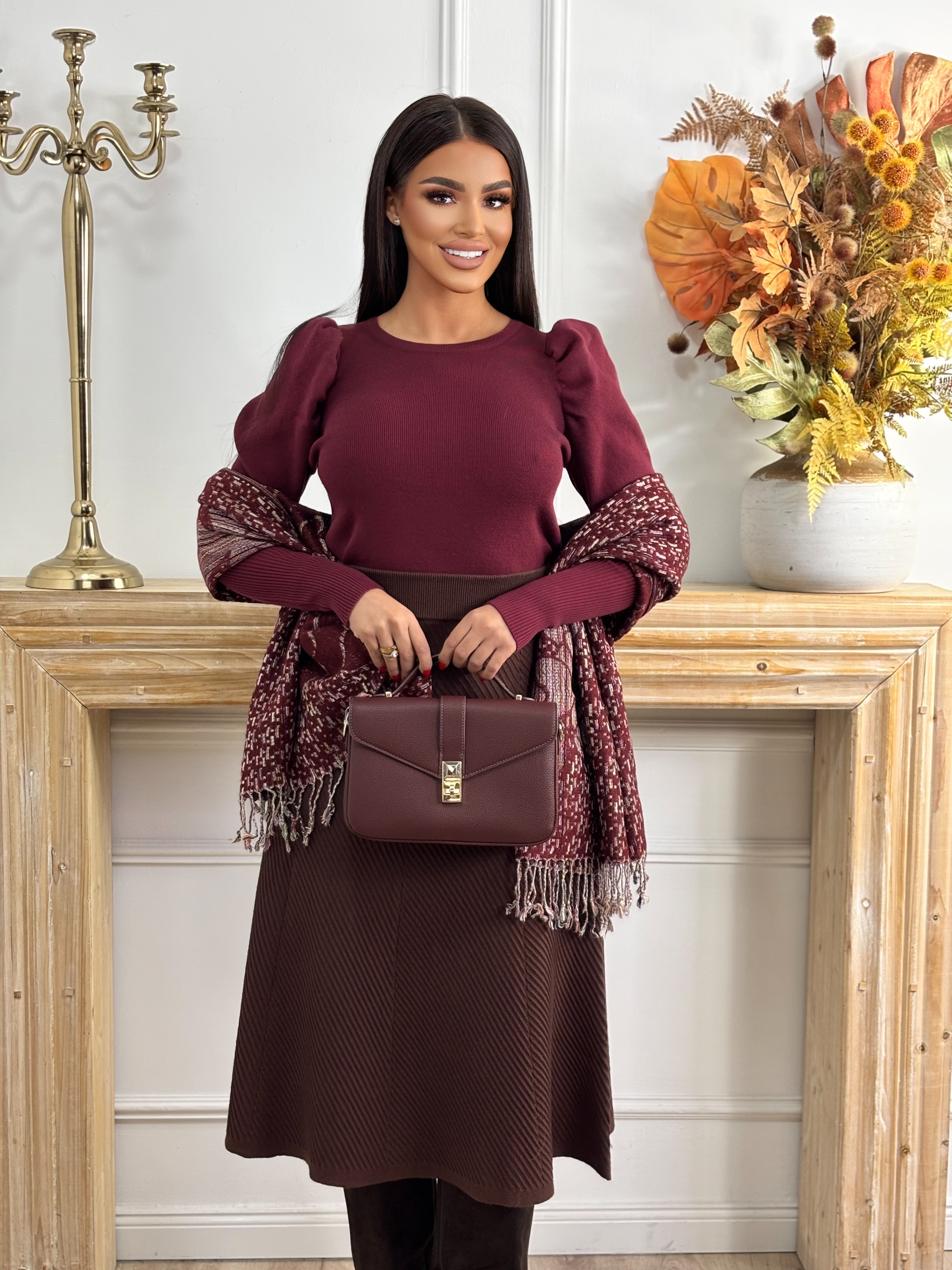 Bordo bluza sa puf rukavima