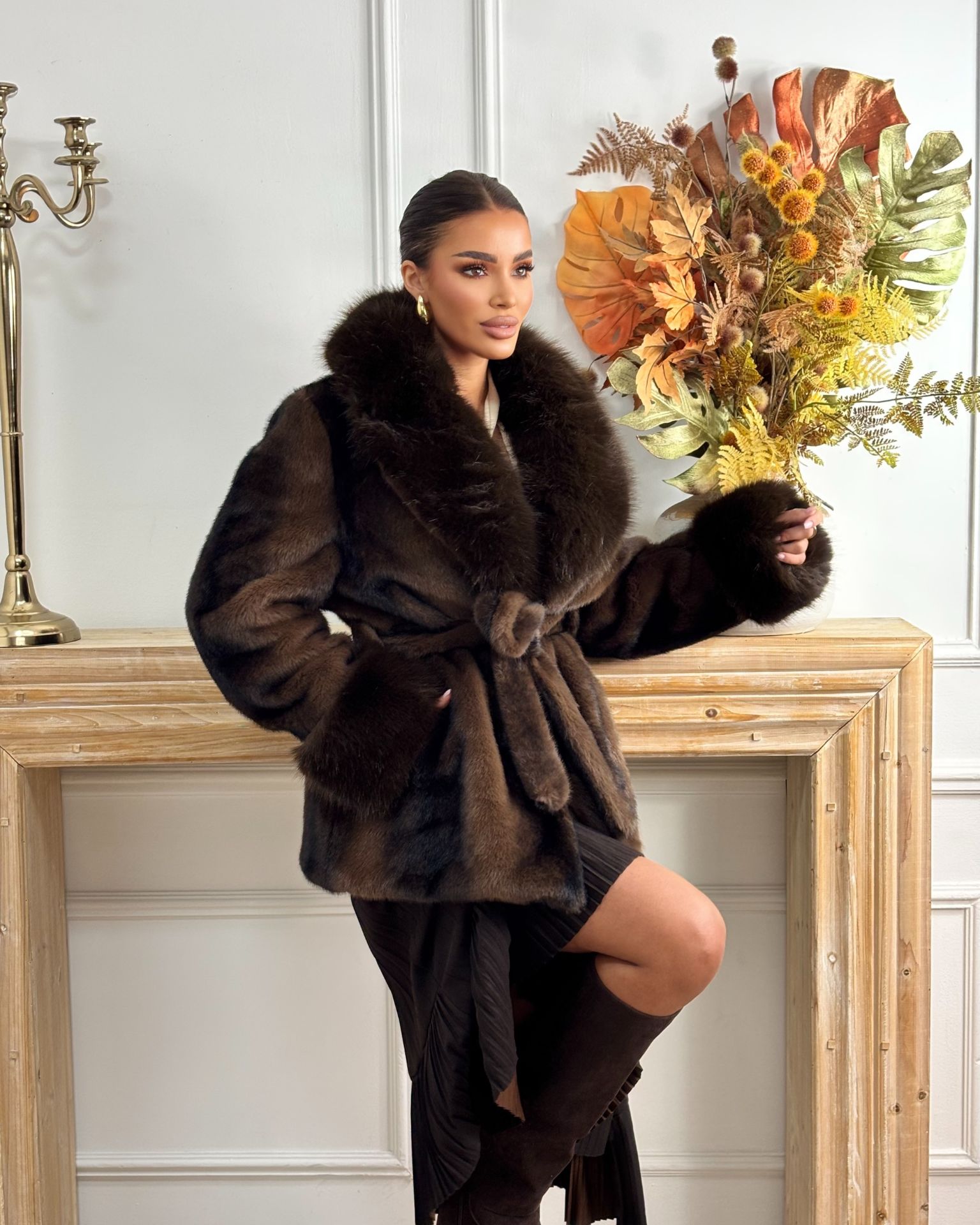 Braon bunda od eko krzna