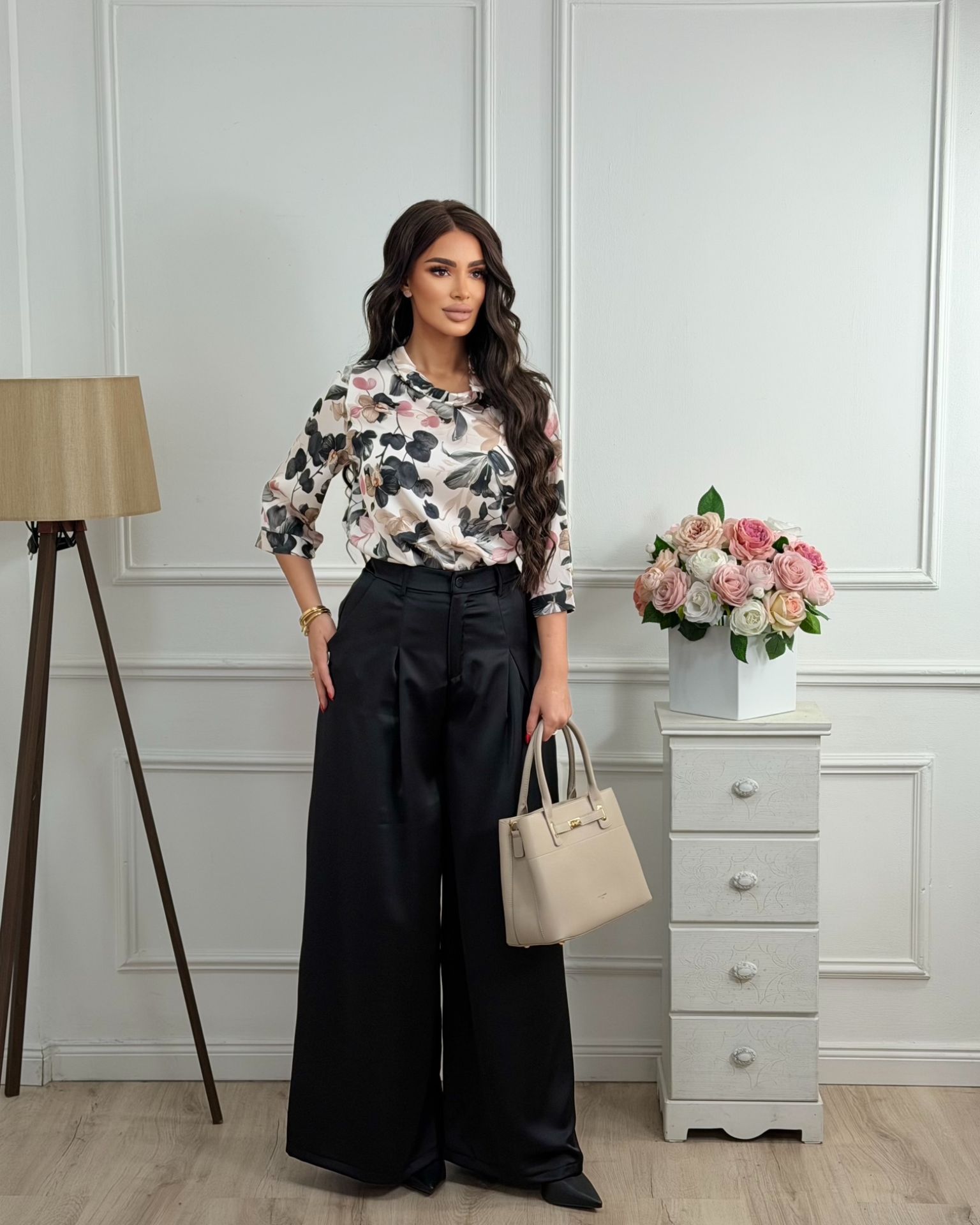 Pantalone / Black Satin Flow