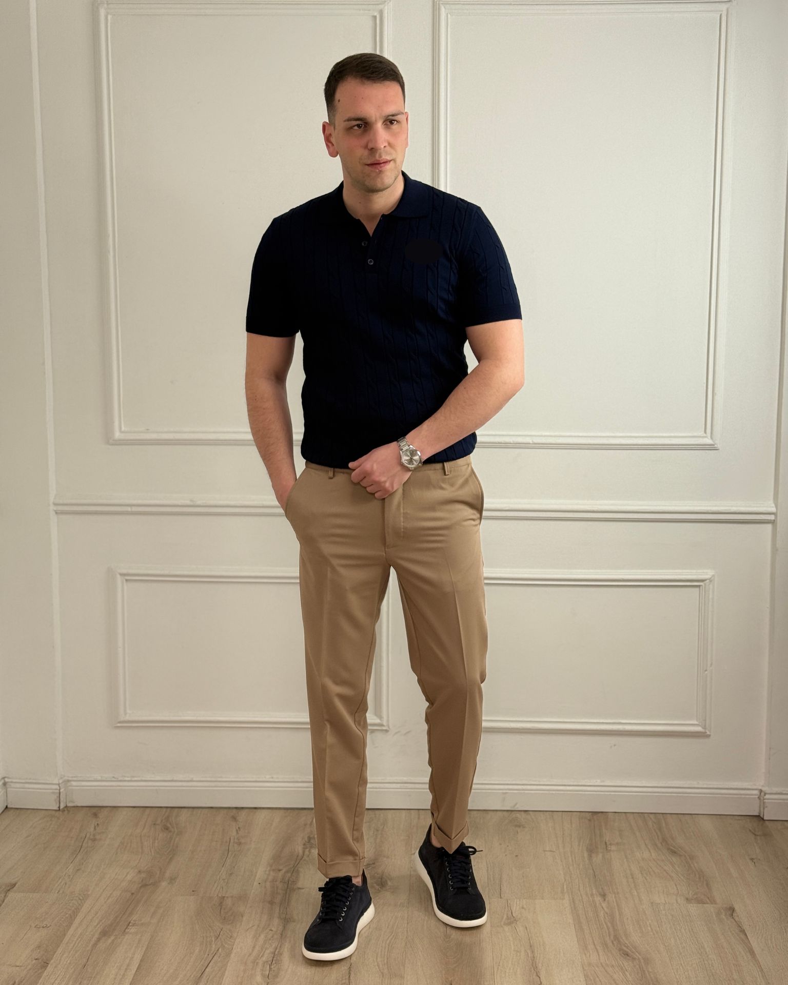 Bež old money pantalone – slim fit