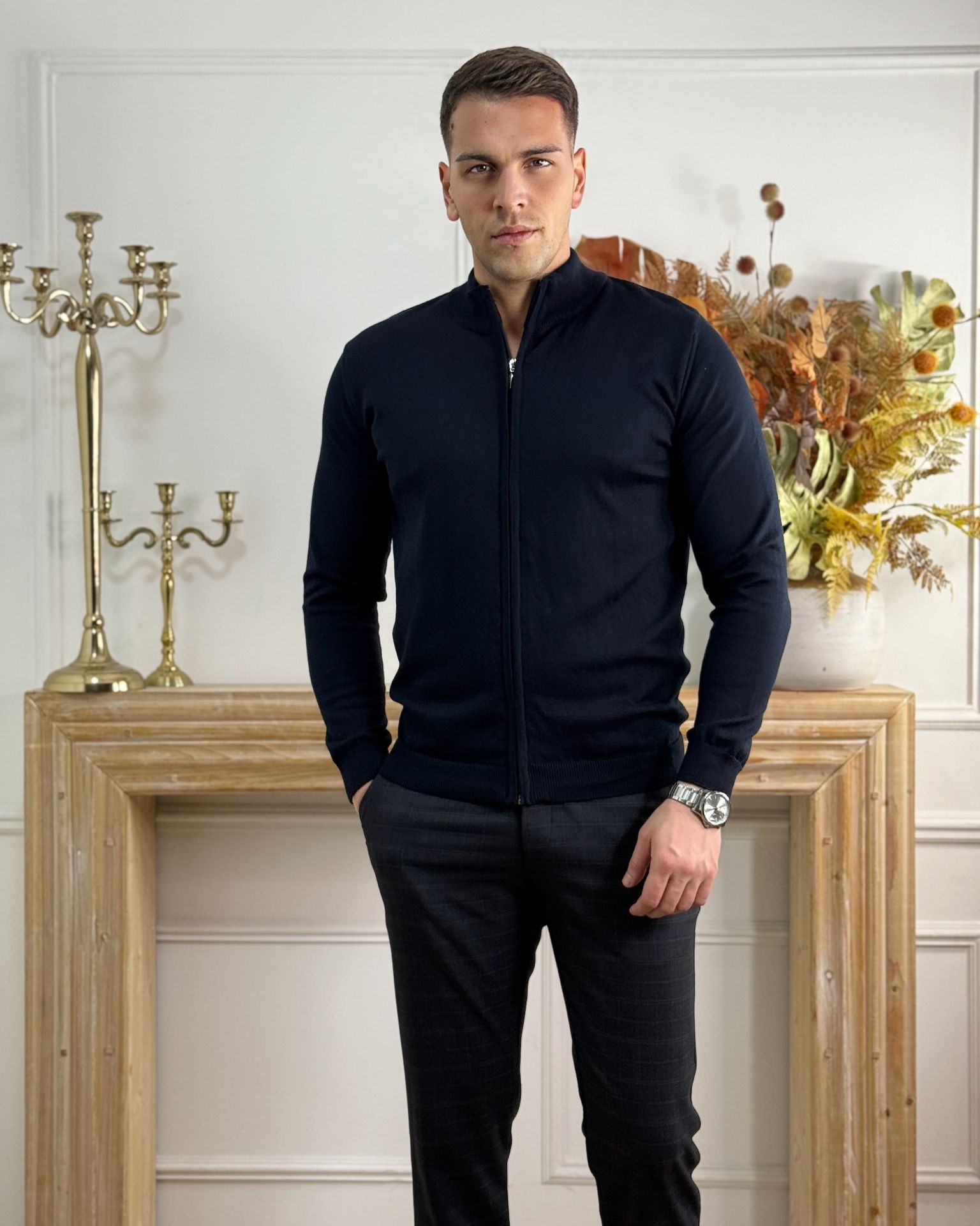 Teget dzemper, kopčanje celom dužinom