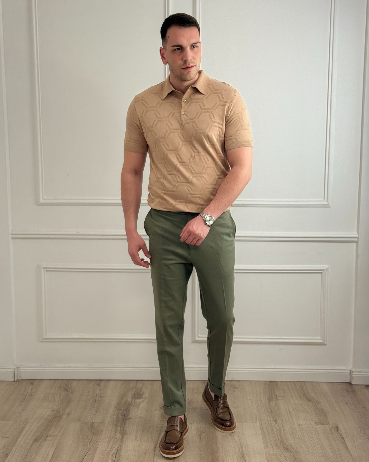 Končana polo majica sa teksturom