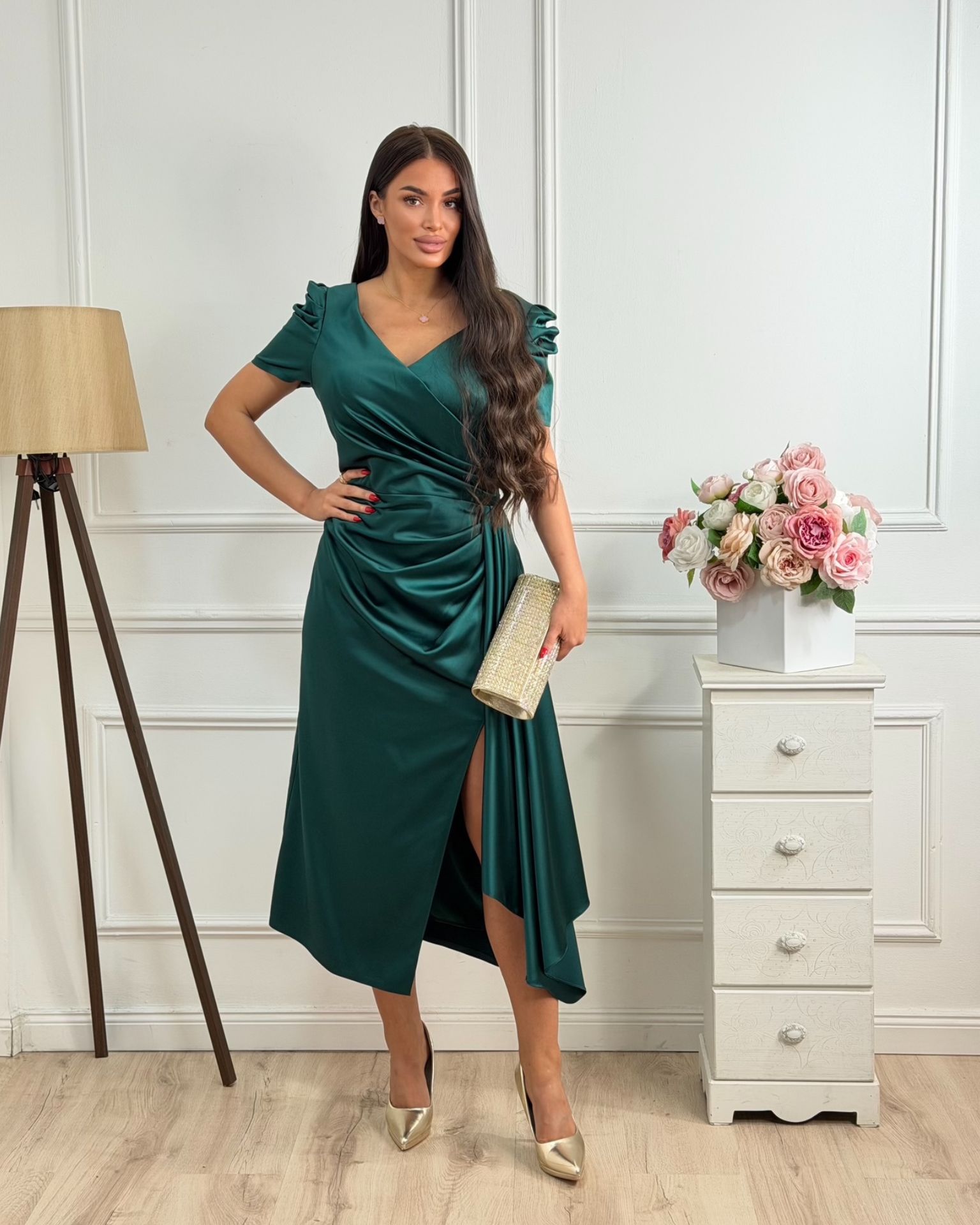 Haljina / Emerald Satin Midi