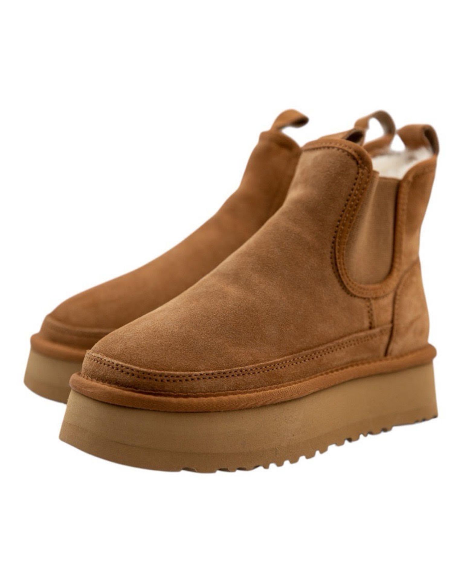 Kamel kožne čizme sa vunom i lastišem