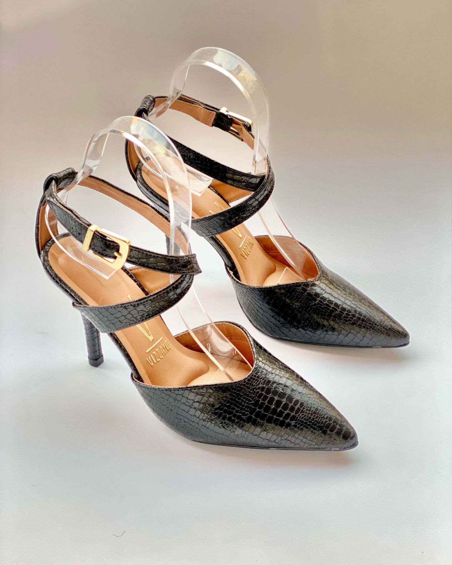 Croco crne sandalete /  Croco Chic