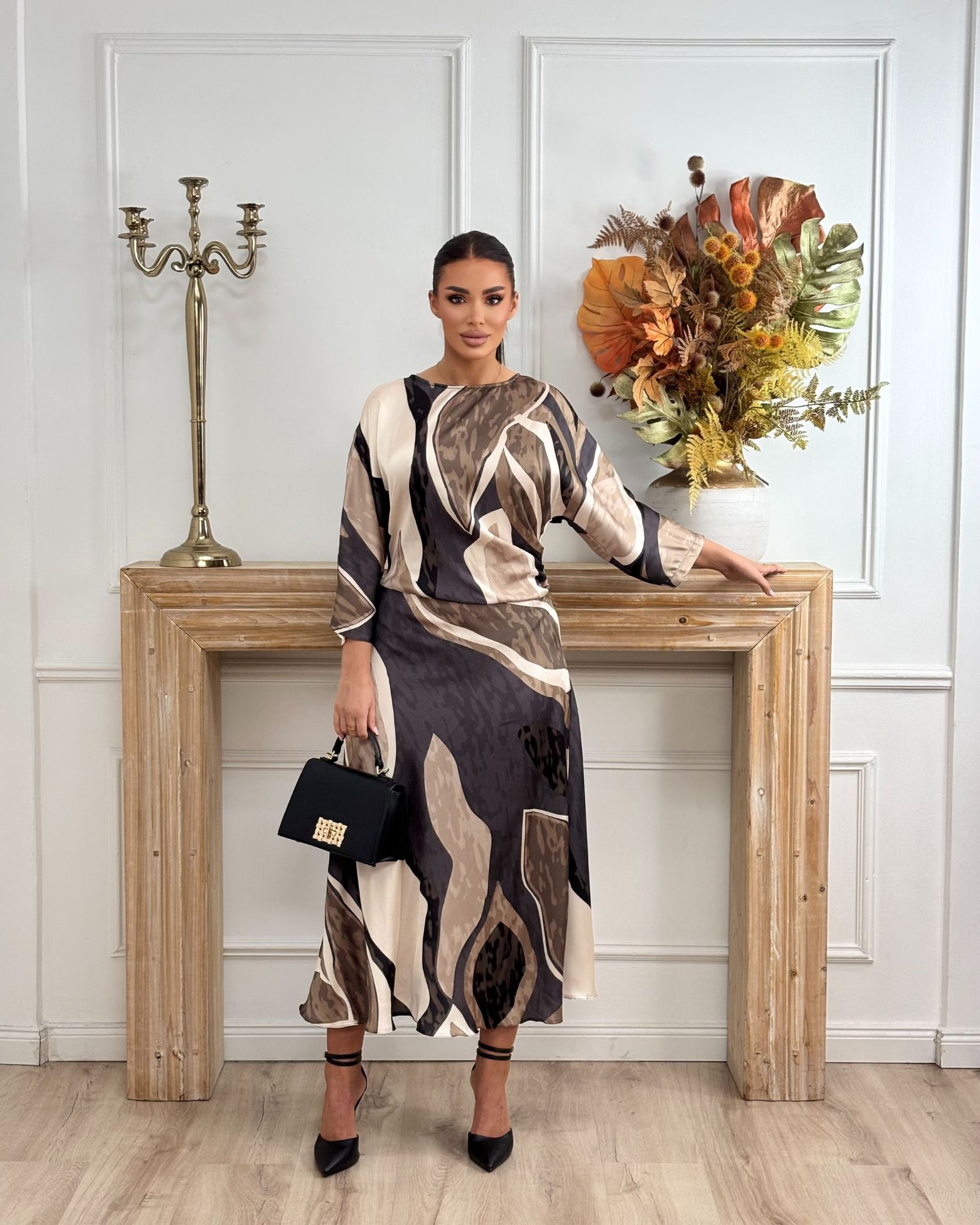 Braon šarena haljina