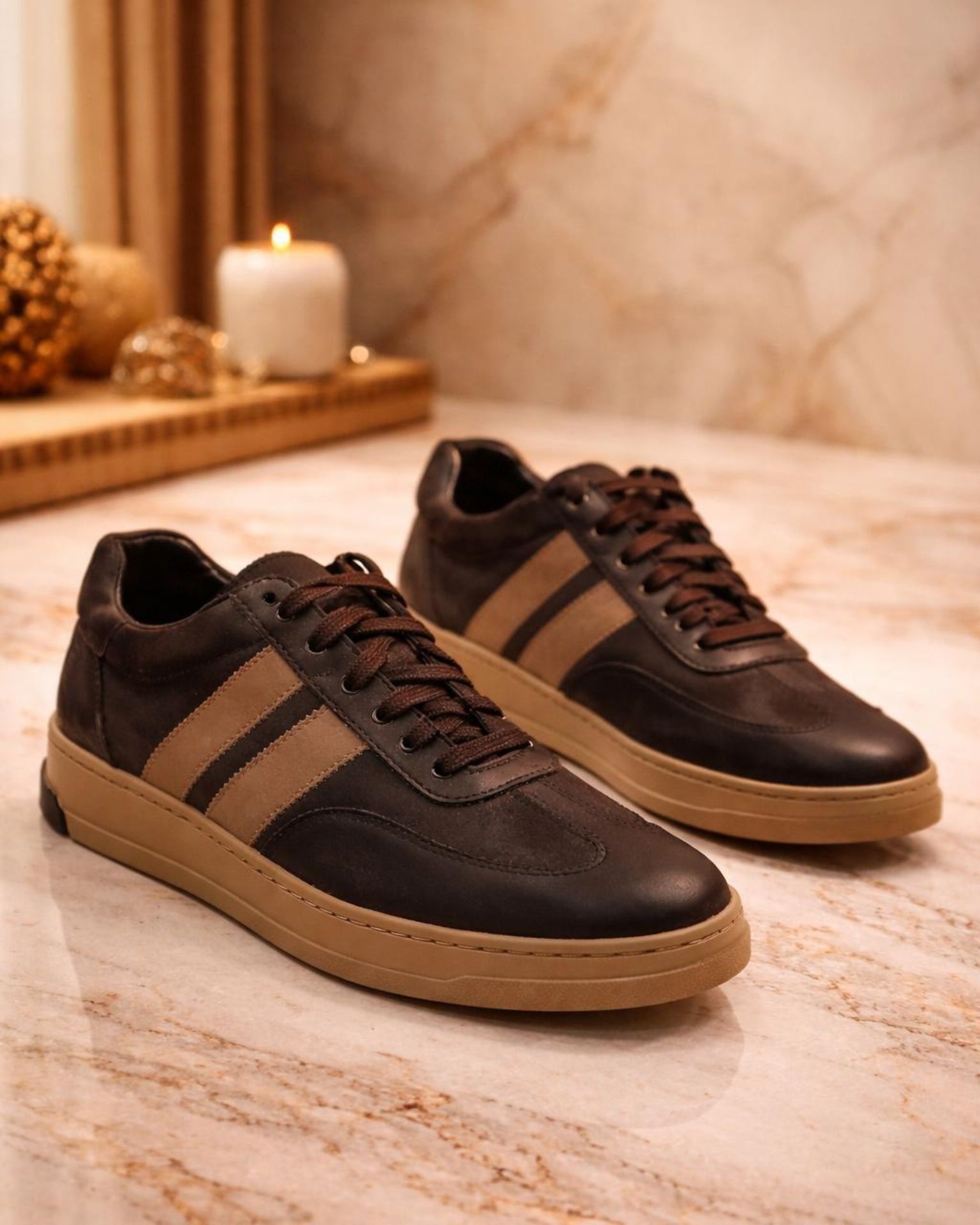 Muške braon patike od prevrnute kože