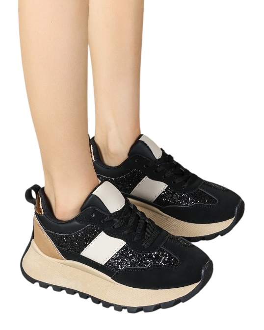 Crno-bež patike sa štrasom