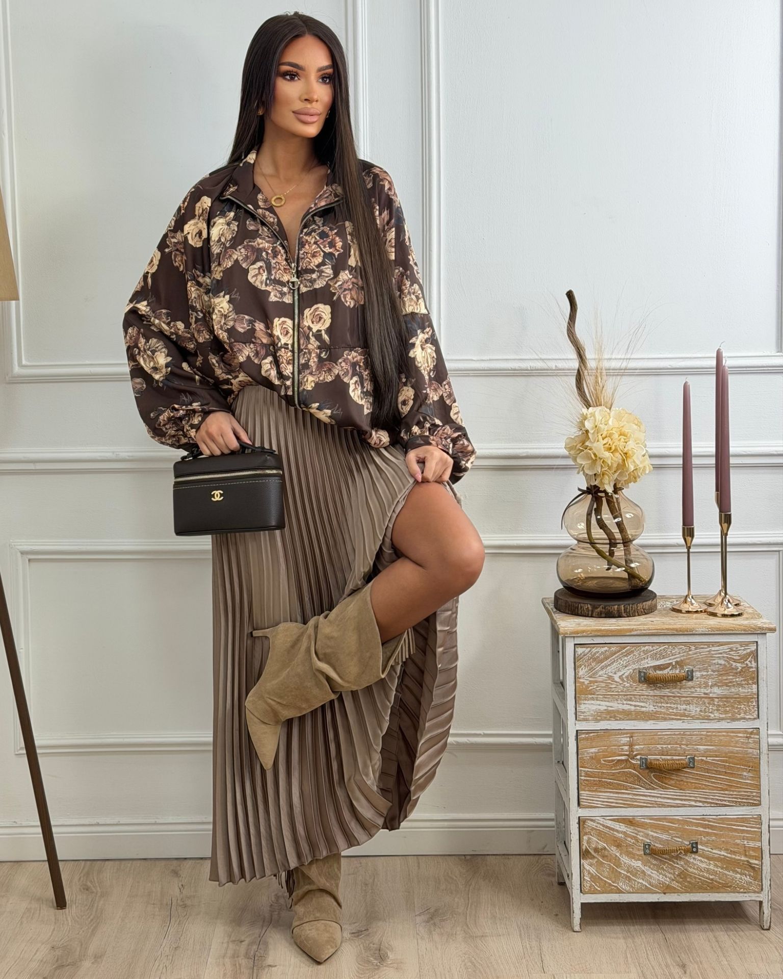 Brown Floral jaknica