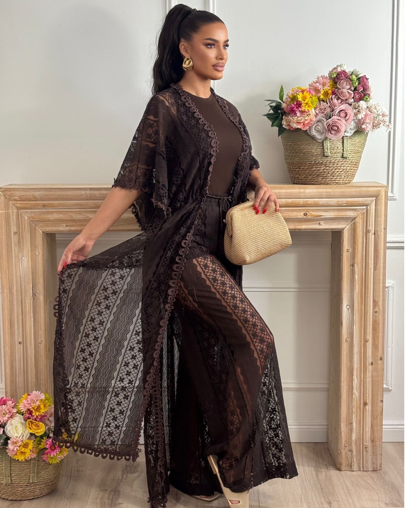 Mocha Lace kardigan