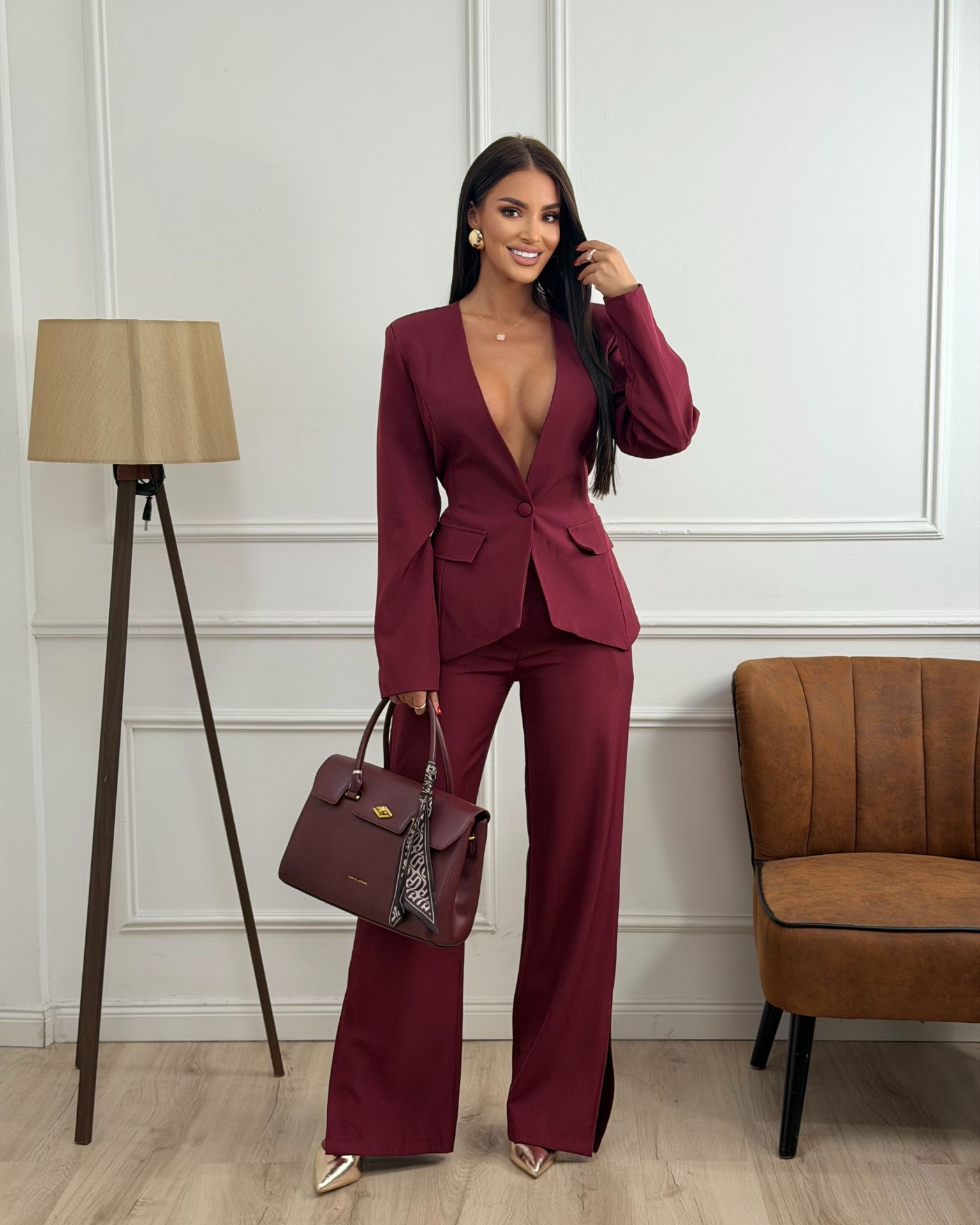 Bordeaux Tie Waist komplet