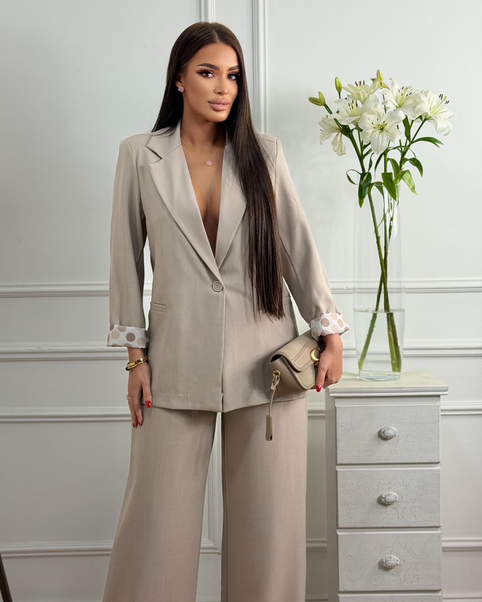 Komplet / Beige Polka Chic