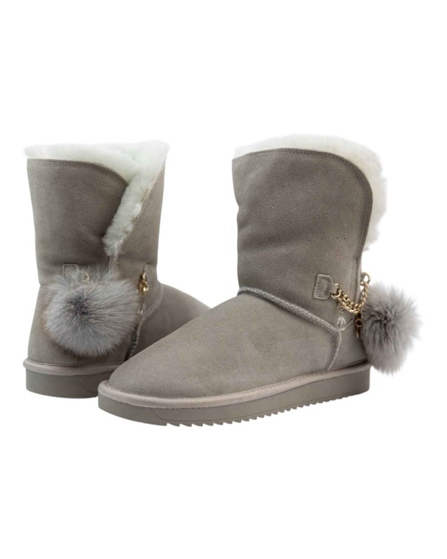 Sive kožne čizme sa prirodnom vunom