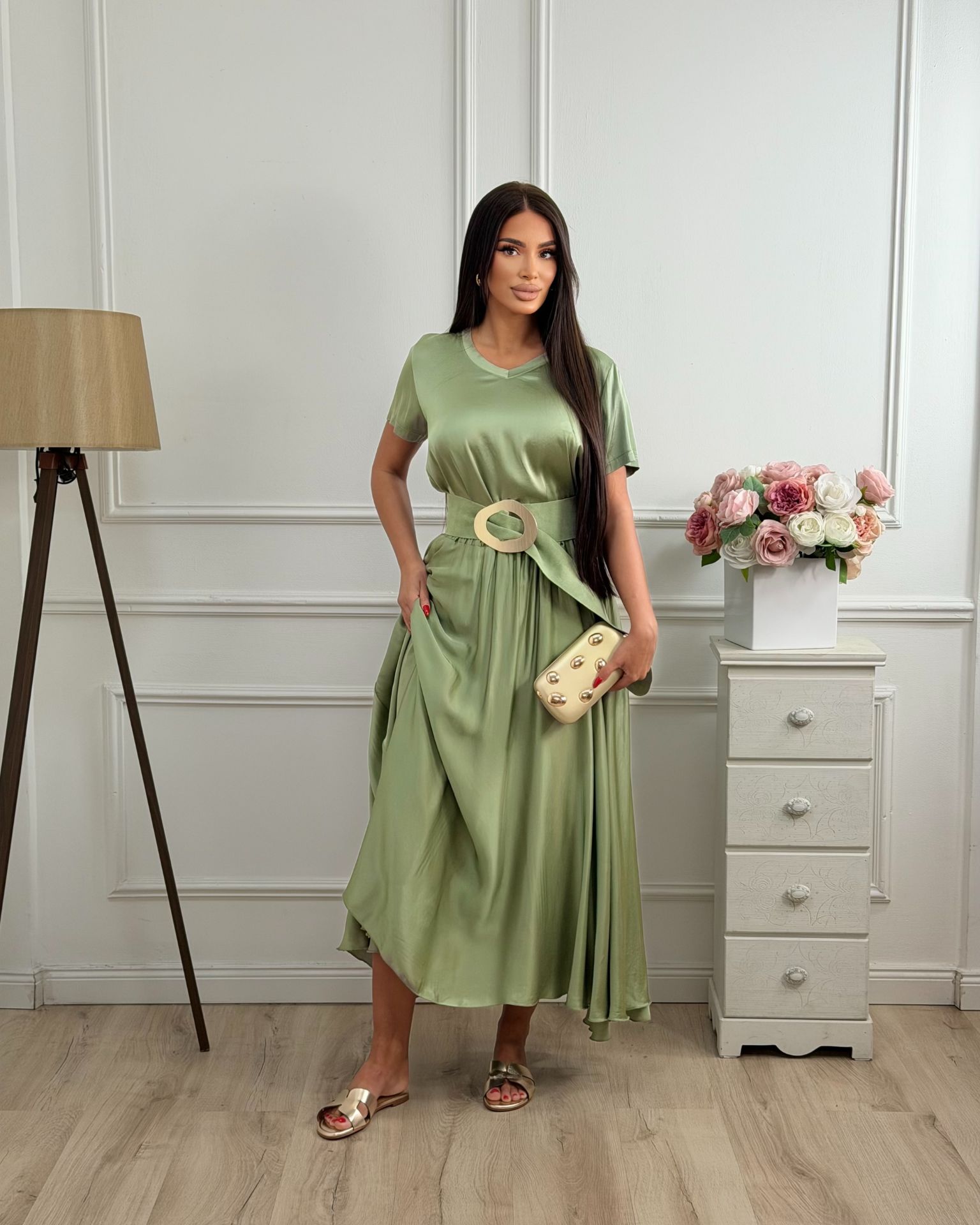 Suknja / Olive Satin Flow