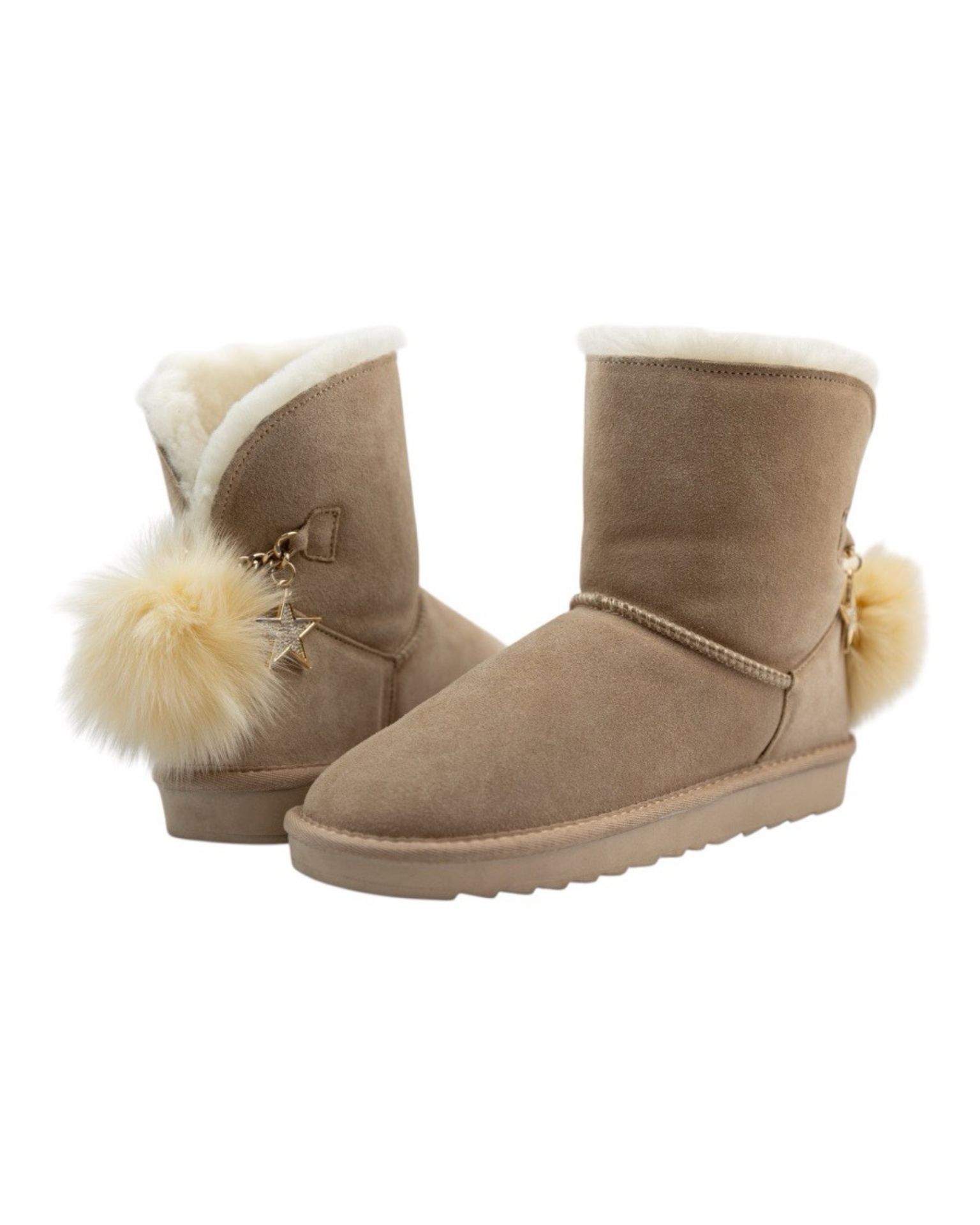 Bež kožne čizme sa vunom